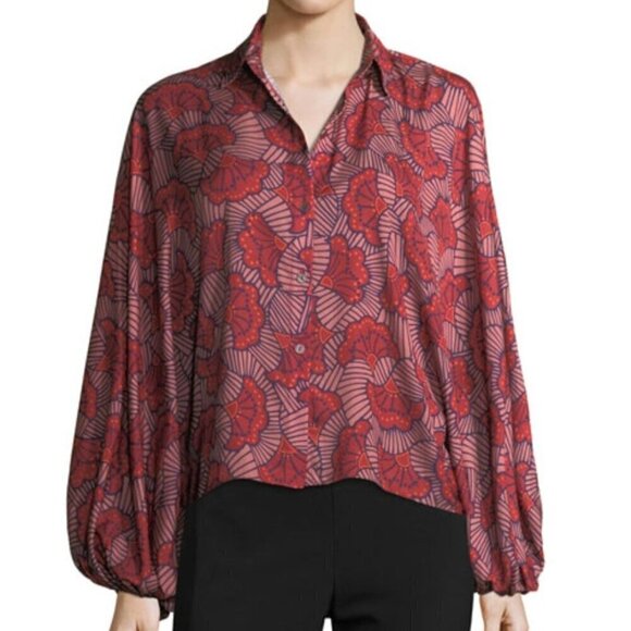 Alexis Nicolette Blooming Batwing-Sleeve Blouse Red Size M - Picture 1 of 9